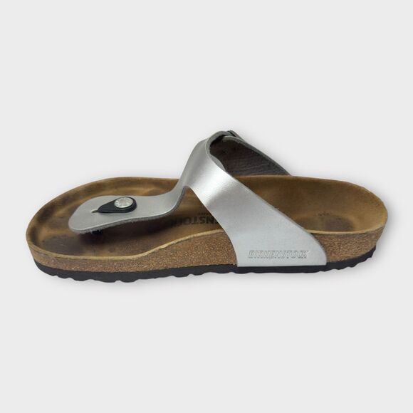Birkenstock Gizeh Metallic Silver Thong Sandals Women Size EU 37 / US 6-6.5 - Picture 7 of 8